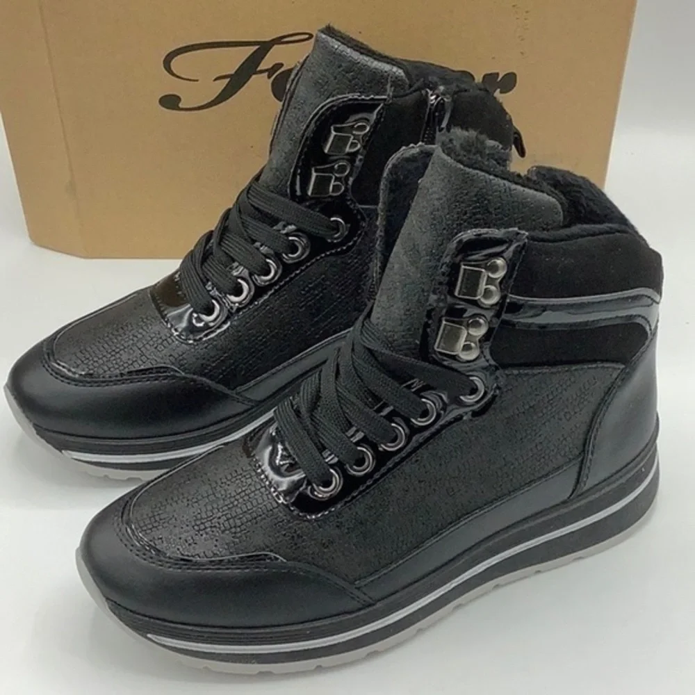 FOREVER LINK Black Neatly High Top Sneakers